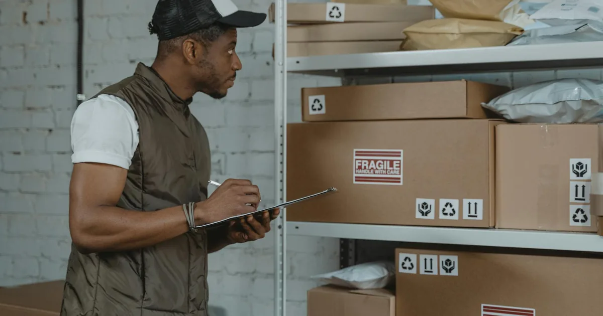 SLP Express courier reviewing a checklist of prohibited and restricted items before international shipment from Hyderabad